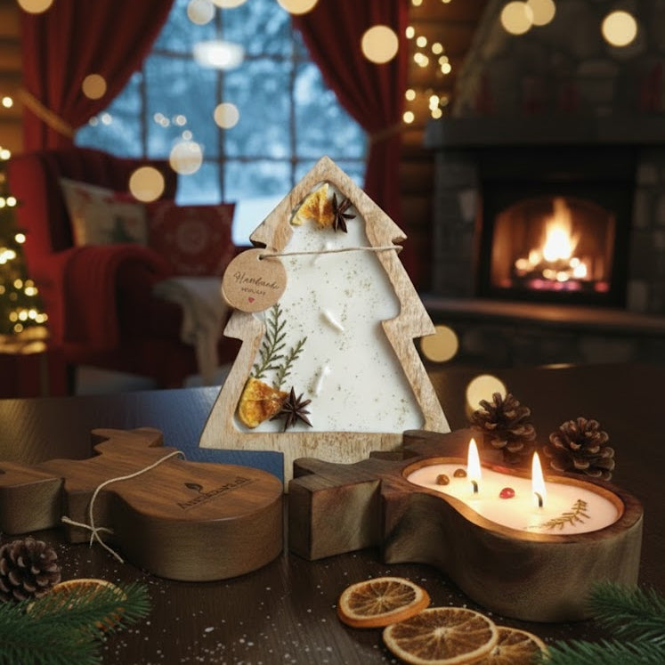 Eco-friendly Wooden Reindeer Candle 🦌